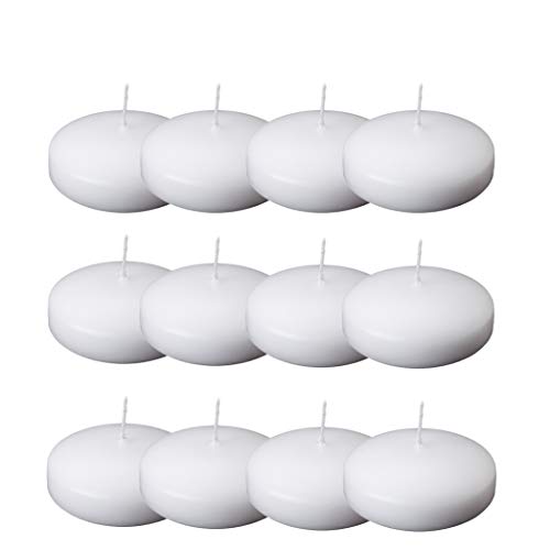 12Pcs Floating Candles for Centerpieces 4 Hours 1.7 Inch Burning White Unscented Classic Floating Candles for Weddings, Parties,Spa,House-Warming,Holiday and Home Decorations