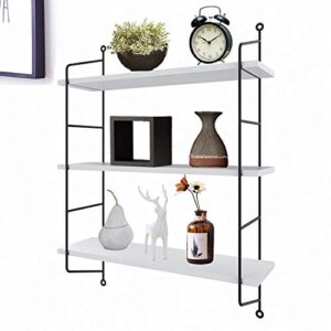 aceshin 3-tier industrial floating shelves wall mounted,decorative wall shelf hanging storage display rack for room/kitchen/office/bathroom (black)