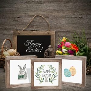 Easter Decorations Farmhouse Easter Home Decor Easter Signs 36 Interchangeable Sayings with 3 Wooden Frames Easter Spring Decorations for Office and Living Room Tiered Tray Decor Table Desk Wall Decor Seasonal Decoration Holiday Gift