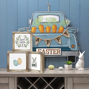 Easter Decorations Farmhouse Easter Home Decor Easter Signs 36 Interchangeable Sayings with 3 Wooden Frames Easter Spring Decorations for Office and Living Room Tiered Tray Decor Table Desk Wall Decor Seasonal Decoration Holiday Gift