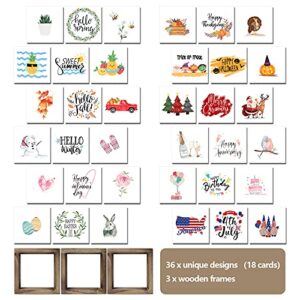 Easter Decorations Farmhouse Easter Home Decor Easter Signs 36 Interchangeable Sayings with 3 Wooden Frames Easter Spring Decorations for Office and Living Room Tiered Tray Decor Table Desk Wall Decor Seasonal Decoration Holiday Gift