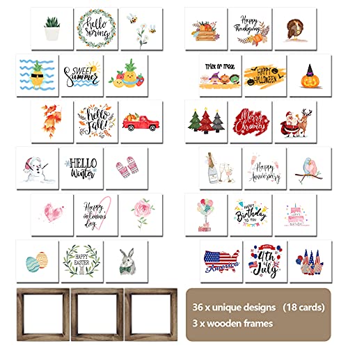 Easter Decorations Farmhouse Easter Home Decor Easter Signs 36 Interchangeable Sayings with 3 Wooden Frames Easter Spring Decorations for Office and Living Room Tiered Tray Decor Table Desk Wall Decor Seasonal Decoration Holiday Gift