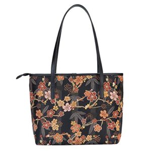 signare tapestry shoulder bag tote bag for women with ume sakura japanese style travel and work tote bags for women|coll-sakura