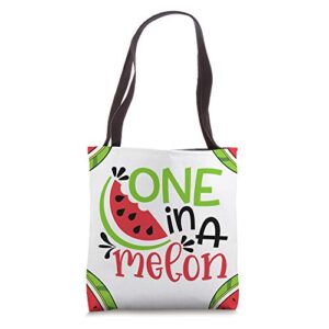 one in a melon adorable cute fun summer watermelon gift tote bag