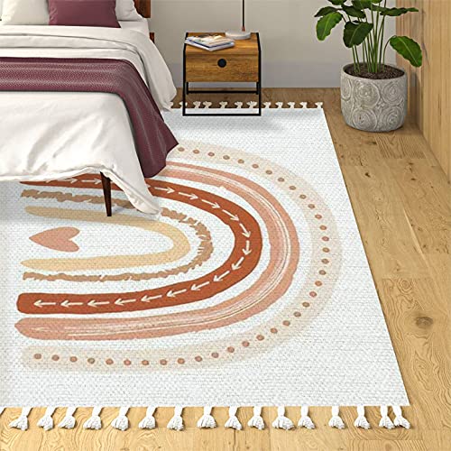 JBNJANKDAV Boho Rug Scandinavian Nursery Rainbow Print for Playroom with Neutral Area Carpet Patio Hallway Runner Mat Pad Minimalist Home Decor Living Room Bedroom Indoor Outdoor, Multi3, 90x150cm