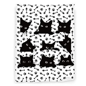 cute black cat throw blanket soft lightweight warm flannel comfort gift throws bedding for home bed sofa couch travel