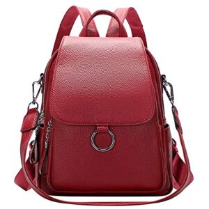 altosy women leather backpack purse fashion convertible ladies shoulder bag with flap (s96 wine red)