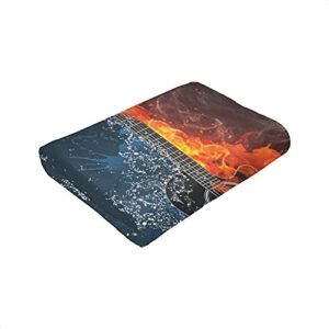 Fire and Water Guitar Throw Blanket Soft Lightweight Warm Flannel Comfort Gift Throws Bedding for Home Bed Sofa Couch Travel