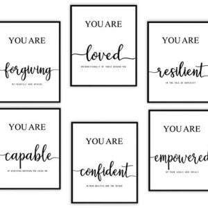 Inspirational Wall Art, Motivational Wall Art, Office Wall Decor, Wall Art For Bedroom and Living Room, Quotes Wall Art, Home Office Decor, Daily Positive Affirmations Posters (Set of 6, 8X10in Unframed)