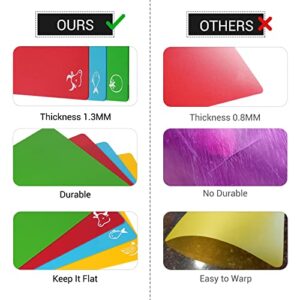 Cutting Board Mats Set, Extra Thick Flexible Plastic Kitchen Chopping Board, Colored Mats with Food Icons & Easy-Grip Handles, Dishwasher Safe, Set of 6