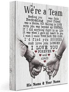 personalized we’re a team couple poster gift for him, her, husband wife christmas birthday anniversary couple lover custom name poster canvas prints wall art home decor picture for bedroom livingroom