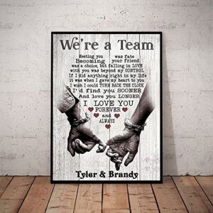 Personalized We're A Team Couple Poster Gift for Him, Her, Husband Wife Christmas Birthday Anniversary Couple Lover Custom Name Poster Canvas Prints Wall Art Home Decor Picture for Bedroom LivingRoom