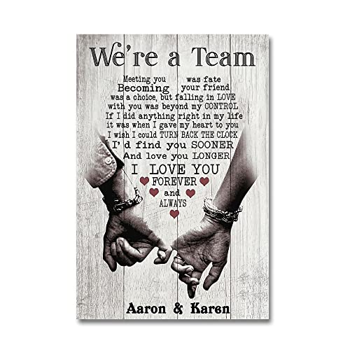 Personalized We're A Team Couple Poster Gift for Him, Her, Husband Wife Christmas Birthday Anniversary Couple Lover Custom Name Poster Canvas Prints Wall Art Home Decor Picture for Bedroom LivingRoom