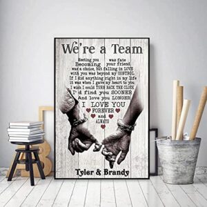 Personalized We're A Team Couple Poster Gift for Him, Her, Husband Wife Christmas Birthday Anniversary Couple Lover Custom Name Poster Canvas Prints Wall Art Home Decor Picture for Bedroom LivingRoom