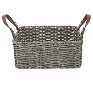 hdkj pp tube storage basket with handle,rectangular storage basket,decorative home storage bins. (gray, small)