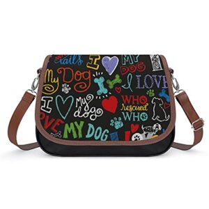 funnystar animal novelty i love my dog print ladies shoulder bags crossbody messenger bag cute handbag pu leather