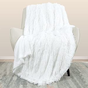 extra soft faux fur throw blanket,lightweight plush fluffy fuzzy blanket for couch,sofa,chair,pure white