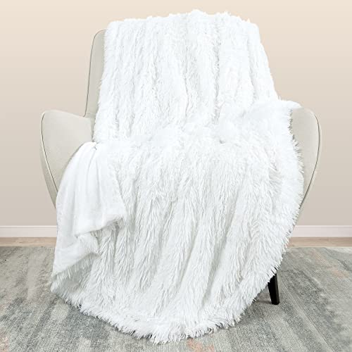 Extra Soft Faux Fur Throw Blanket,Lightweight Plush Fluffy Fuzzy Blanket for Couch,Sofa,Chair,Pure White