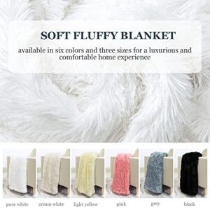 Extra Soft Faux Fur Throw Blanket,Lightweight Plush Fluffy Fuzzy Blanket for Couch,Sofa,Chair,Pure White