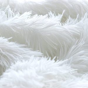 Extra Soft Faux Fur Throw Blanket,Lightweight Plush Fluffy Fuzzy Blanket for Couch,Sofa,Chair,Pure White