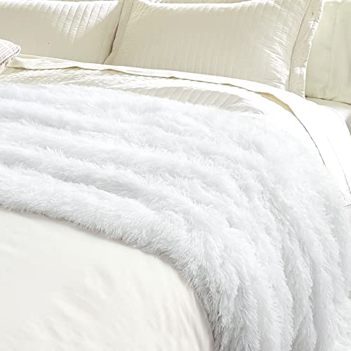 Extra Soft Faux Fur Throw Blanket,Lightweight Plush Fluffy Fuzzy Blanket for Couch,Sofa,Chair,Pure White