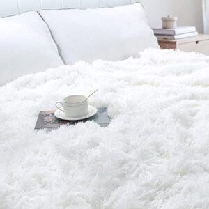 Extra Soft Faux Fur Throw Blanket,Lightweight Plush Fluffy Fuzzy Blanket for Couch,Sofa,Chair,Pure White