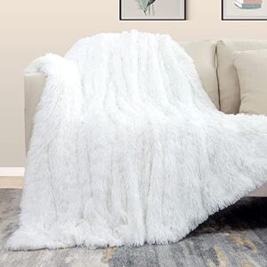 Extra Soft Faux Fur Throw Blanket,Lightweight Plush Fluffy Fuzzy Blanket for Couch,Sofa,Chair,Pure White