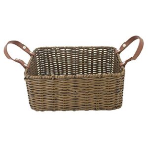 hdkj pp tube storage basket with handle,rectangular storage basket,decorative home storage bins. (brown, small)