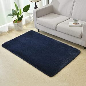 super soft indoor solid area rugs fluffy living room carpets for children bedroom home decor nursery rug fuzzy rug ( 3′ x 5′ , navy )