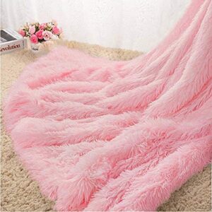 Homore Soft Fluffy Blanket Fuzzy Sherpa Plush Cozy Faux Fur Throw Blankets for Bed Couch Sofa Chair Decorative, 50''x60'' Baby Pink