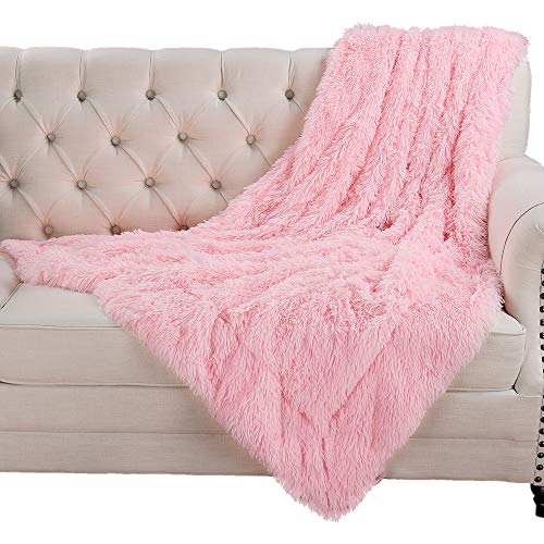 Homore Soft Fluffy Blanket Fuzzy Sherpa Plush Cozy Faux Fur Throw Blankets for Bed Couch Sofa Chair Decorative, 50''x60'' Baby Pink