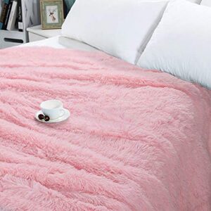 Homore Soft Fluffy Blanket Fuzzy Sherpa Plush Cozy Faux Fur Throw Blankets for Bed Couch Sofa Chair Decorative, 50''x60'' Baby Pink