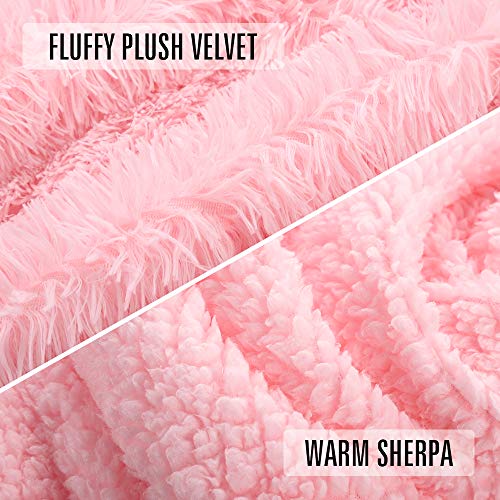 Homore Soft Fluffy Blanket Fuzzy Sherpa Plush Cozy Faux Fur Throw Blankets for Bed Couch Sofa Chair Decorative, 50''x60'' Baby Pink