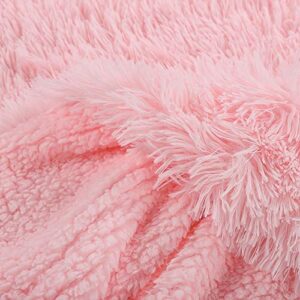 Homore Soft Fluffy Blanket Fuzzy Sherpa Plush Cozy Faux Fur Throw Blankets for Bed Couch Sofa Chair Decorative, 50''x60'' Baby Pink