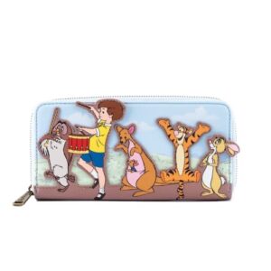 loungefly winnie the pooh 95th anniversary zip around faux leather wallet