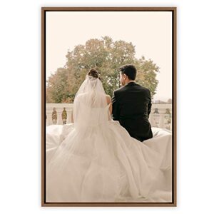 color-banner custom framed canvas with your photos for wedding,personalized pictures to canvas wall art for living room,bedroom – 16″x24″, natural frame