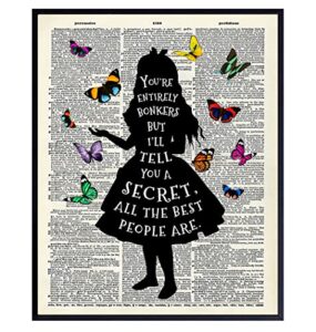 alice wonderland quote, saying – dictionary wall art print – 8×10 photo picture – home decor for women, kids, girls bedroom – cool gift – unframed poster