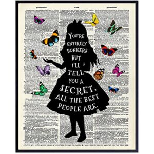 Alice Wonderland Quote, Saying - Dictionary Wall Art Print - 8x10 Photo Picture - Home Decor for Women, Kids, Girls Bedroom - Cool Gift - Unframed Poster