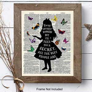 Alice Wonderland Quote, Saying - Dictionary Wall Art Print - 8x10 Photo Picture - Home Decor for Women, Kids, Girls Bedroom - Cool Gift - Unframed Poster