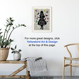 Alice Wonderland Quote, Saying - Dictionary Wall Art Print - 8x10 Photo Picture - Home Decor for Women, Kids, Girls Bedroom - Cool Gift - Unframed Poster