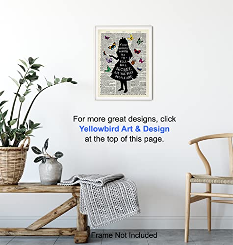 Alice Wonderland Quote, Saying - Dictionary Wall Art Print - 8x10 Photo Picture - Home Decor for Women, Kids, Girls Bedroom - Cool Gift - Unframed Poster