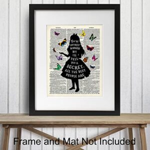 Alice Wonderland Quote, Saying - Dictionary Wall Art Print - 8x10 Photo Picture - Home Decor for Women, Kids, Girls Bedroom - Cool Gift - Unframed Poster