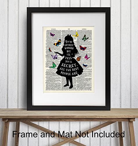 Alice Wonderland Quote, Saying - Dictionary Wall Art Print - 8x10 Photo Picture - Home Decor for Women, Kids, Girls Bedroom - Cool Gift - Unframed Poster