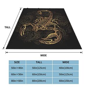 Scorpion Tattoo Fleece Blanket Fuzzy Soft Plush Blanket for All Season Spring Summer Autumn Throws for Couch Bed Sofa 50"x40"