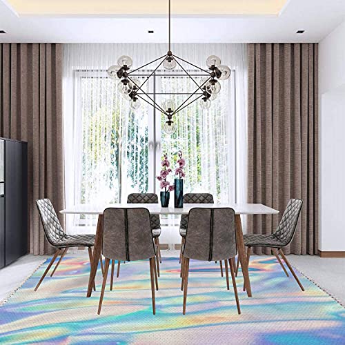 Boho Rug Holographic Foil Texture Abstract Soft Pastel Iridescent Background Area Rug Carpet Patio Rug Hallway Runner Rug Mat Pad Minimalist Home Decor for Living Room Bedroom Indoor Outdoor