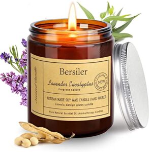 bersiler aromatherapy candles, 7 oz lavender eucalyptus scented candles stress relief and relax for home & bedroom gift for women/men soy wax mothers day gifts (lavender eucalyptus 1 jar)