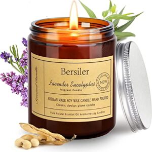 Bersiler Aromatherapy Candles, 7 OZ Lavender Eucalyptus Scented Candles Stress Relief and Relax for Home & Bedroom Gift for Women/Men Soy Wax Mothers Day Gifts (Lavender Eucalyptus 1 Jar)