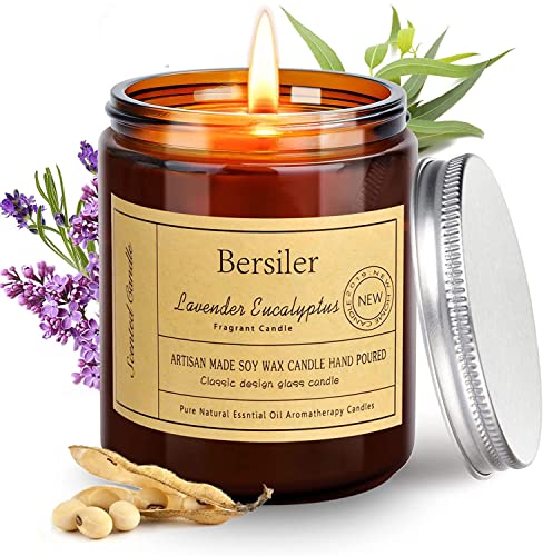 Bersiler Aromatherapy Candles, 7 OZ Lavender Eucalyptus Scented Candles Stress Relief and Relax for Home & Bedroom Gift for Women/Men Soy Wax Mothers Day Gifts (Lavender Eucalyptus 1 Jar)