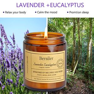 Bersiler Aromatherapy Candles, 7 OZ Lavender Eucalyptus Scented Candles Stress Relief and Relax for Home & Bedroom Gift for Women/Men Soy Wax Mothers Day Gifts (Lavender Eucalyptus 1 Jar)