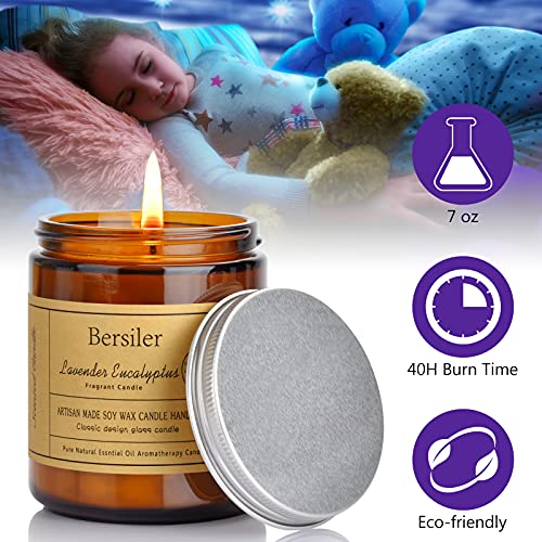 Bersiler Aromatherapy Candles, 7 OZ Lavender Eucalyptus Scented Candles Stress Relief and Relax for Home & Bedroom Gift for Women/Men Soy Wax Mothers Day Gifts (Lavender Eucalyptus 1 Jar)